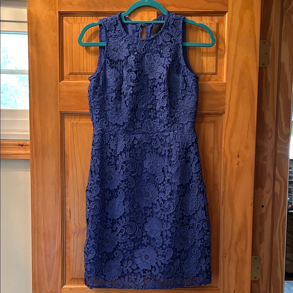 J. Crew Royal Blue Lace Sleeveless Midi Dress SZ4